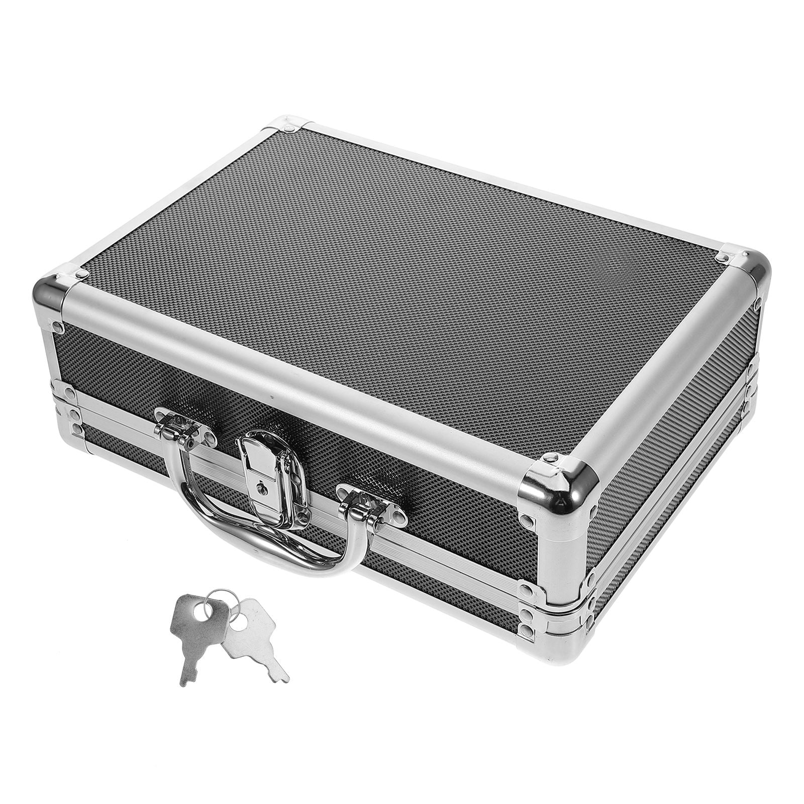 Masteelf Silver Aluminum Alloy Storage Box Multifunctional Portable Tool Case with Handle Lockable Metal