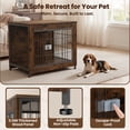 thumbnail image 6 of YOKWOK 27 Inch Wooden Dog Crate Furniture, Heavy Duty Dog Kennel with Secure Lock & Double Door, Sturdy Metal Pet Cage Indoor Use, Chew Resistant Dog House for Small Dogs, Rustic Brown, 6 of 7
