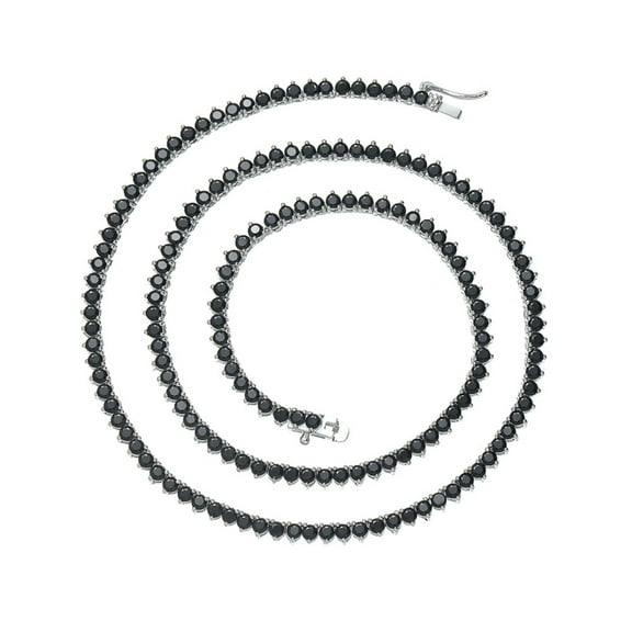 2.5MM 3-Prong Black Tennis Necklace for Women 18K Gold Plated Round Cut Lab Diamond Necklace Chain CZ Necklaces for Women Party Prom Jewelry Necklaces