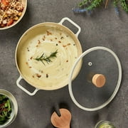 NEOFLAM FIKA Stock Pot for Stovetops and Induction | Wood Handle and Glass Lid | Made in Korea (9.5 / 4.0qt)