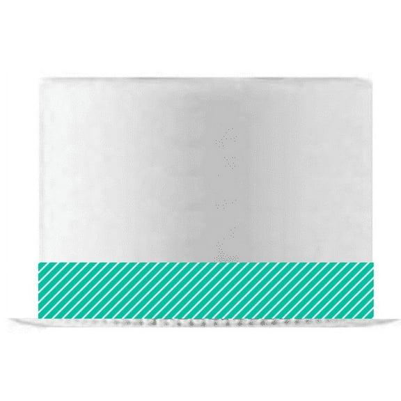 Teal and White Diagonal Edible Cake Decoration Ribbon -6 Slim Strips