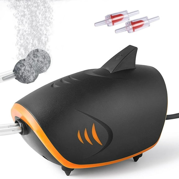 4W 110GPH Powerful Aquarium Air Pump: Quiet 2-outlets Aquarium Aerator, Adjustable Fish Tank Air Pump with Accessories, for 20-200 Gallon Tank