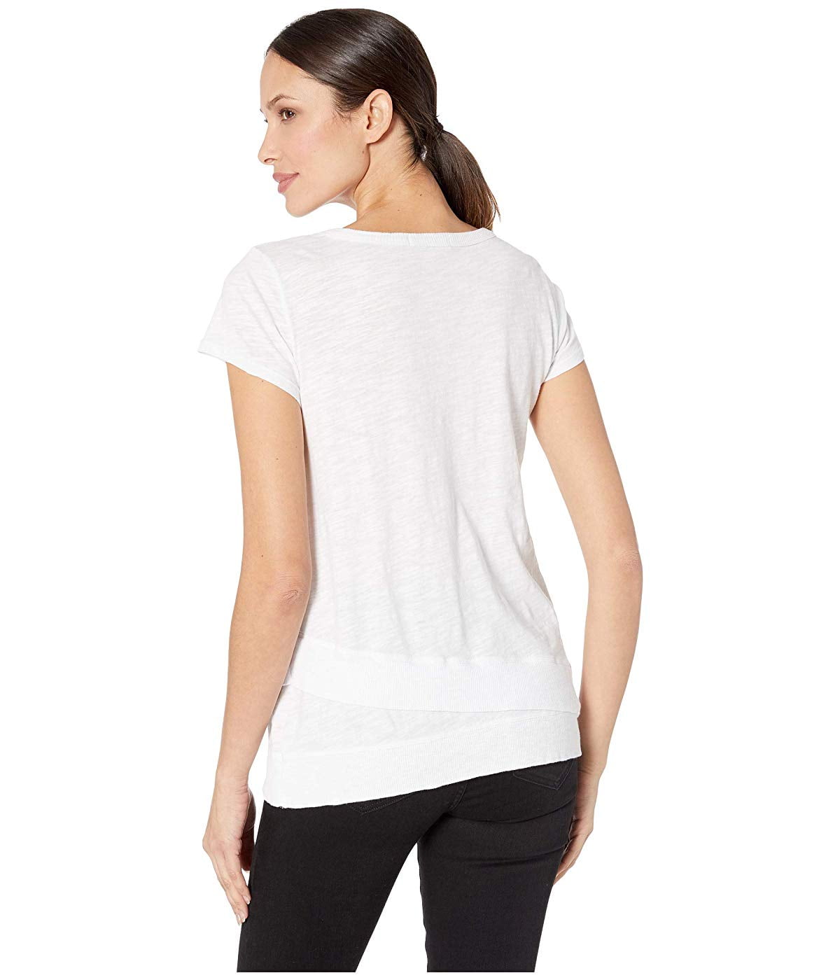 Mododoc Mod O Doc Short Sleeve Asymmetrical Rib Hem Tee In Slub Jersey White Walmart Com Walmart Com