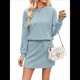 thumbnail image 1 of Conjuntos de Dos Piezas para Mujer, para Estar en Casa, para Otoño, con Top y Falda de Larga. Azul XL, 1 of 10