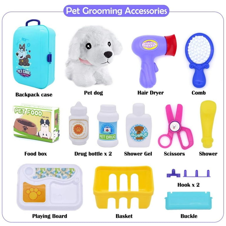TiokMc 16 Pcs Puppy Play Set, Veterinary Toys for Kids, Dog
