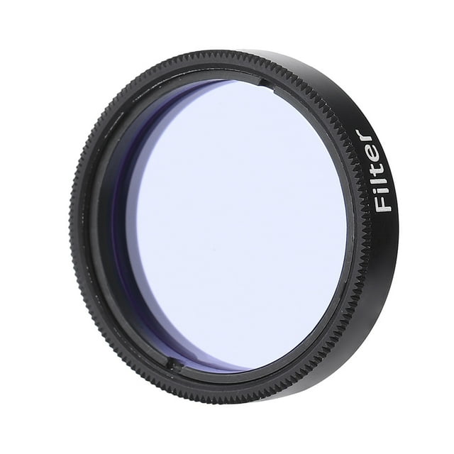 1.25inch Eyepiece Accessories Eyepiece Filter, Professional Sky Glow Filter, designed for telescope eyepieces. The filter features a light purple optical glass lens and a black aluminum alloy frame with a standard M28x0.6mm thread. It reduces brightness, enhances contrast, and improves detail visibility, particularly for observing the moon and nebulas. Includes a storage case.