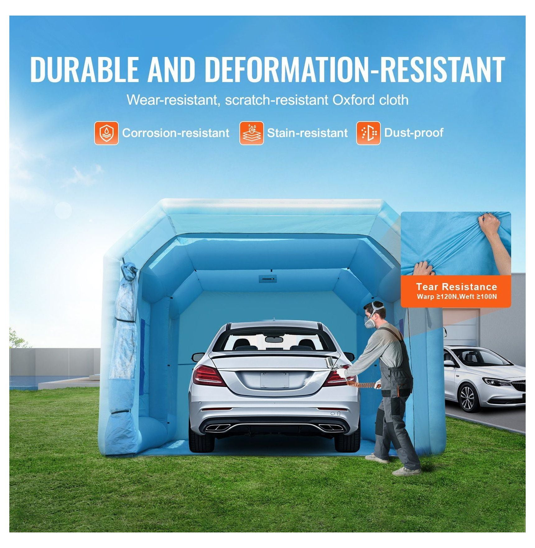 Inflatable Paint Booth 21x13.5x9.8ft, Portable Spray Booth w/Blower & Filter, Car & Furniture Painting, Large Size, Quick Setup, Safe & Efficient