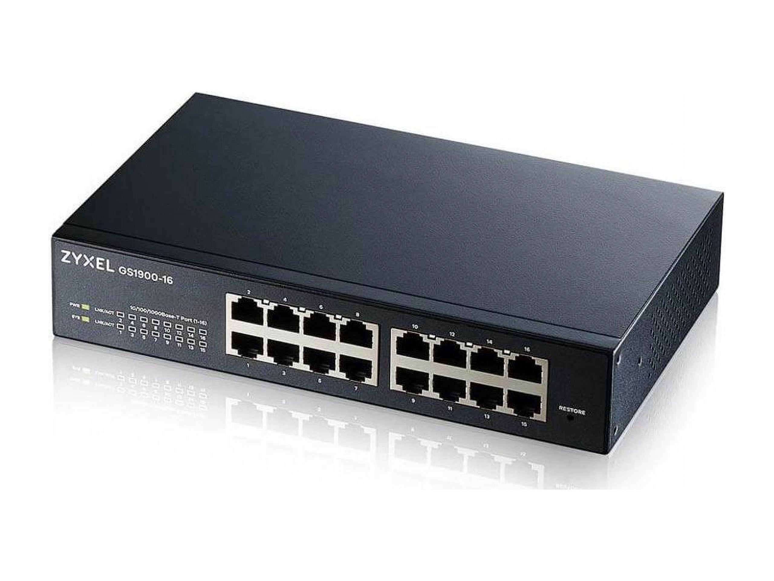 ZyXEL 16-Port Gigabit Smart Managed Switch, Fanless, GS1900-16 Rev 03F