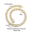 thumbnail image 2 of FEEL STYLE Male Zircon Gold Plated Byzantium Link Chain Necklace for Men Women 12MM 18", 2 of 5