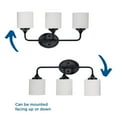 thumbnail image 4 of Lynzie Collection Three-Light Matte Black Etched Opal Glass Modern Bath Vanity Light, 4 of 12