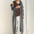 thumbnail image 2 of Extra-Long Zip Up Hoodies for Women Oversized Long Sleeve Fleece Jackets Casual Solid Hooded Outerwear with Pockets, 2 of 9