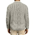 thumbnail image 3 of Men's Sweater Long Sleeve Casual Fall Winter Chunky Knit Crewneck Pullover Warm Sweater 2026 Light Gray L, 3 of 3