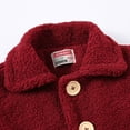 thumbnail image 5 of Povozer Toddler Baby Girl Fleece Jacket Long-sleeve Button Wool Blend Coat(Wine,2-3Y), 5 of 5
