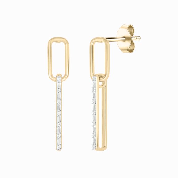 Cali Trove 14K Gold Vermeil Sterling Silver 1/6 Ct Diamond Paperclip Drop Earrings for Women