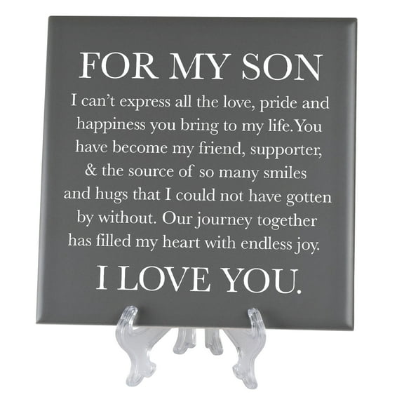 Elanze Designs My Son I Love You Grey 6 Inch Tabletop Easel or Wall Hanging Tile Sign