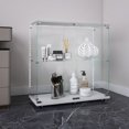 thumbnail image 3 of 2 Tiers Glass Display Cabinet with Bluetooth LED Light Strip, 2 Doors Floor Standing Curio Cabinet, Bookshelf for Collections, 3 of 16