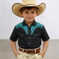 thumbnail image 2 of Boys' Tops, Tees & Shirts , Boys Casual Shirts , Crop Tops for Girls,Boys Western Cowboy Print Short Sleeve Button Down Casual Shirt For Children And Youth, 2 of 4