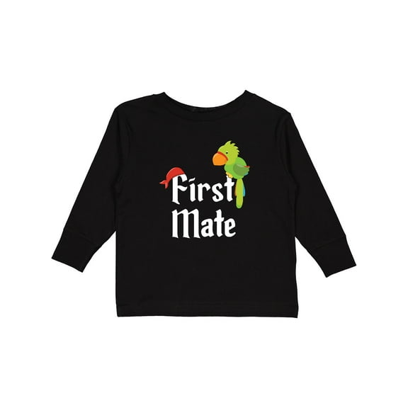 Inktastic First Mate Pirate with Parrot and Bandanna Boys or Girls Long Sleeve Toddler T-Shirt
