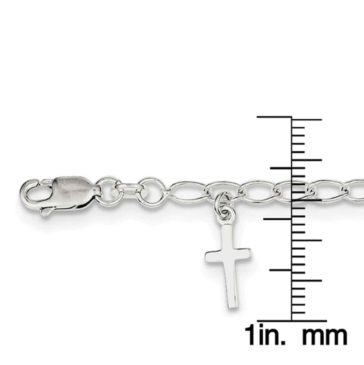 Primal Silver Sterling Silver Cross Charm Child's Bracelet