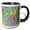 Black/White, variant on 3drose, Tropical Watercolor Teal Aloha Jungle Summer Hibiscus Pattern, 15oz Mug