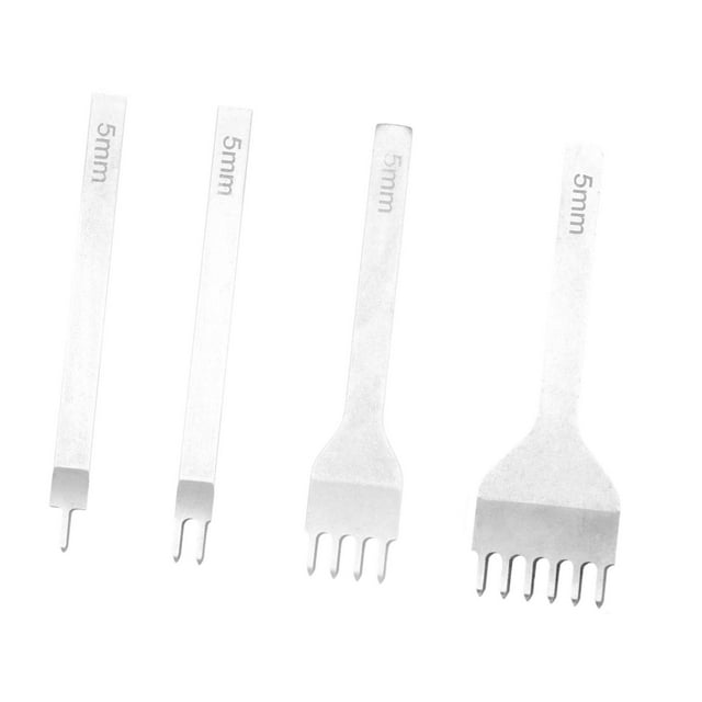 Punchos de costura de cuero 4x 1 2 4 6 herramientas de punta de punta de acero inoxidable suministros de bricolaje portátiles prácticos cosidas para 5 mm