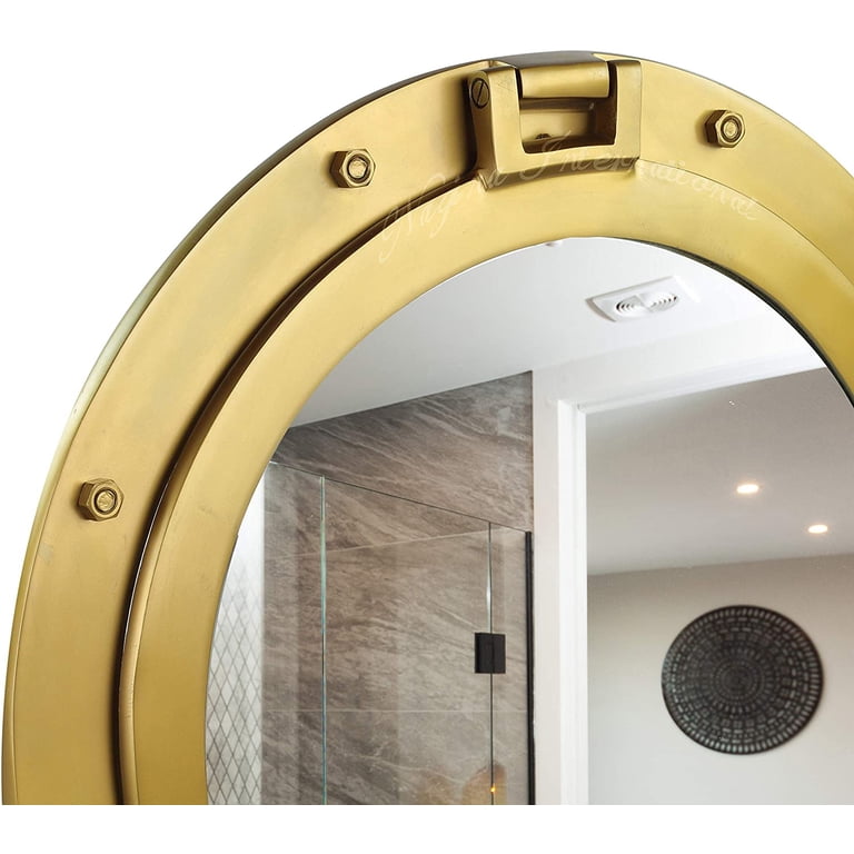 20 Inch Antique Bronze Ships Porthole Mirror - Functional Nautical Wall Decor, Authentic Ship Window Replica, Maritime Gift