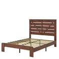 PAPROOS King Size Bed Frame, Rustic Wood Platform Bed with Headboard
