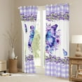 thumbnail image 3 of Castle Fairy Flying Gradient Butterflies Girl Curtains Pack of 2 (42x84 Each),Geometric Plaid Grid Curtains Blackout,Purple Floral Flowers Bedroom Curtains,Breathable Home Decor, 3 of 6