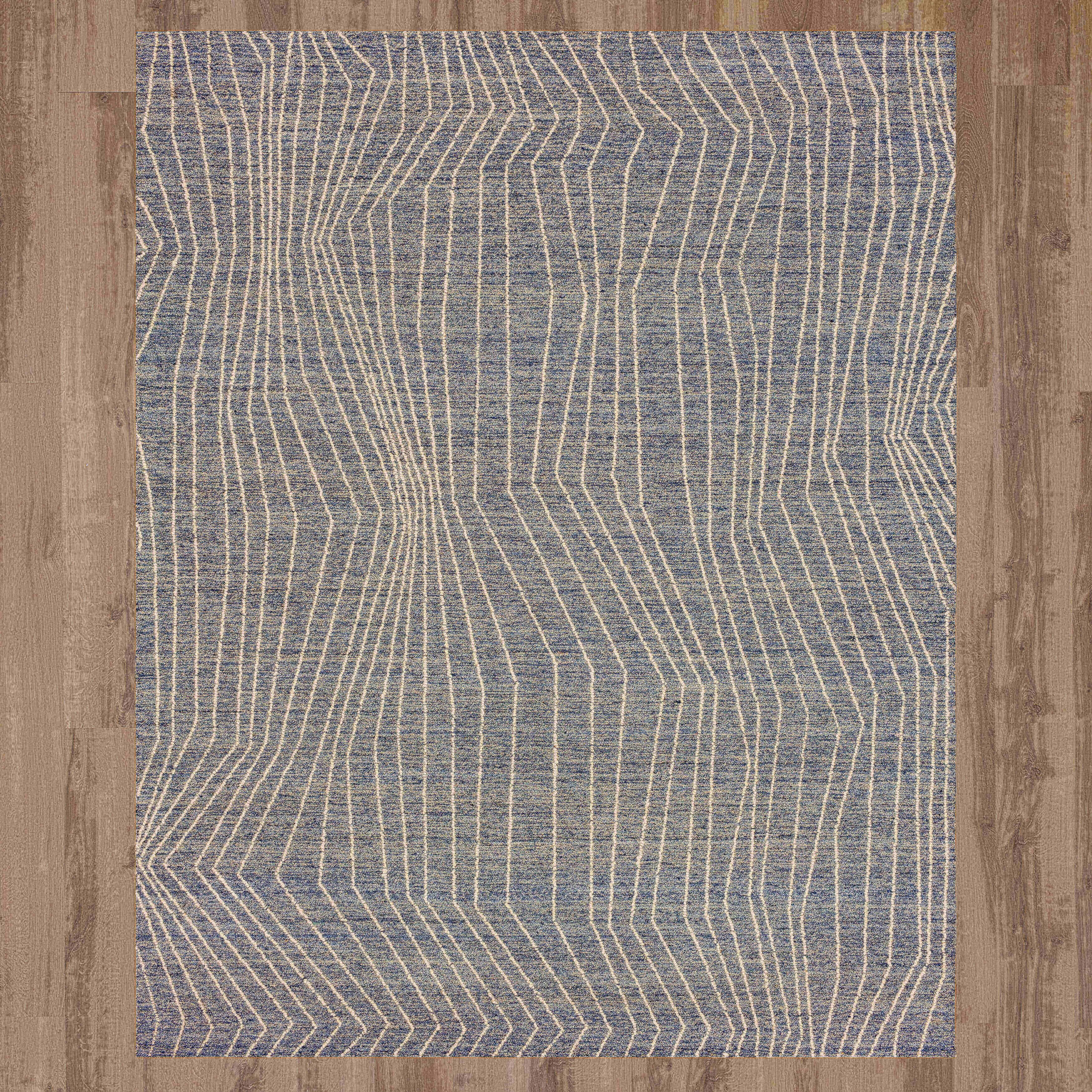 Mainstays Wool Lines Plush Indoor Fade Resistant Tufted Area Rug, Navy, 8' x 10'
