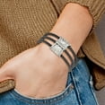 thumbnail image 4 of Titanium Bracelet Cuff Round mm 6 in Edward Mirell Sterling Silver Wht Sapphire Cable Bangle, 4 of 4