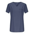 thumbnail image 3 of Top de Manga Corta de Verano para las Mujeres de Tamaño Grande Falso Bolsillo V-Cuello Camiseta, Mezcla de Poliéster Algodón Spandex Top Casual, Lavado a Mano Más Tamaño, 3 of 5