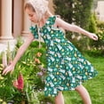 thumbnail image 6 of Ynynloco Girl's Summer Bunny Floral Print Dress Ruffle High Waist Ruched Sweetheart A Line Spring Dress, 6 of 7