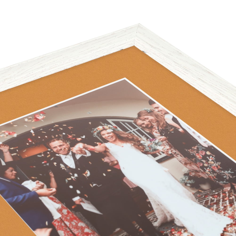 ArtToFrames 22x28" Matted Picture Frame with 18x24" Single Mat Photo Opening Framed in 1.25" Off White Wash on Ash and 2" Amber Mat (FWM-4098-22x28)