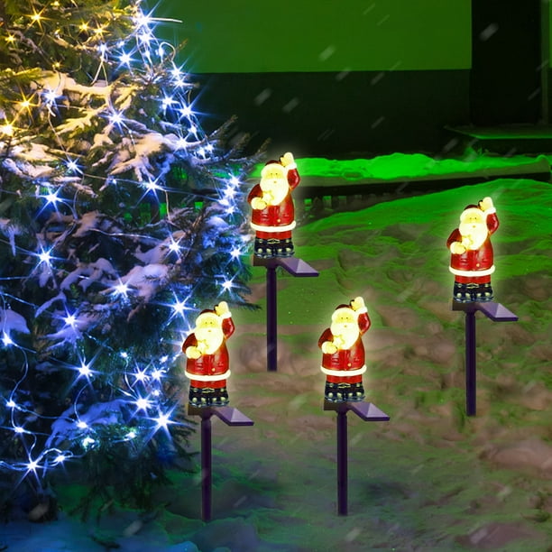 Lámpara Solar de Resina de Papá Noel para Patio, Lámpara Navideña para Jardín.