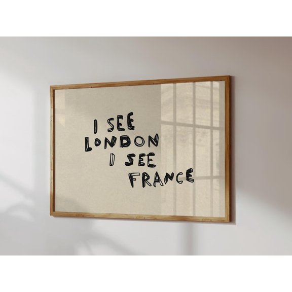 Funny Bathroom Print I See London I See France Poster Quirky Bathroom Decor, Matte Canvas Stretched, Posters for Room Bedroom Living Room Bathroom Wall Decor, Posters & Art Prints, Gift.