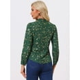 thumbnail image 4 of Unique Bargains Women's Stand Collar Metallic Dots Stars Blouse Top XL Green-Floral, 4 of 4