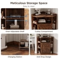 thumbnail image 5 of Corner Cabinet, Corner Storage Shelf with USB Ports and Outlets Industrial Organizer for Small Space Wooden 6-Cubby Bookshelf for Study, Playroom, Living Room (Amber Pine), 5 of 9