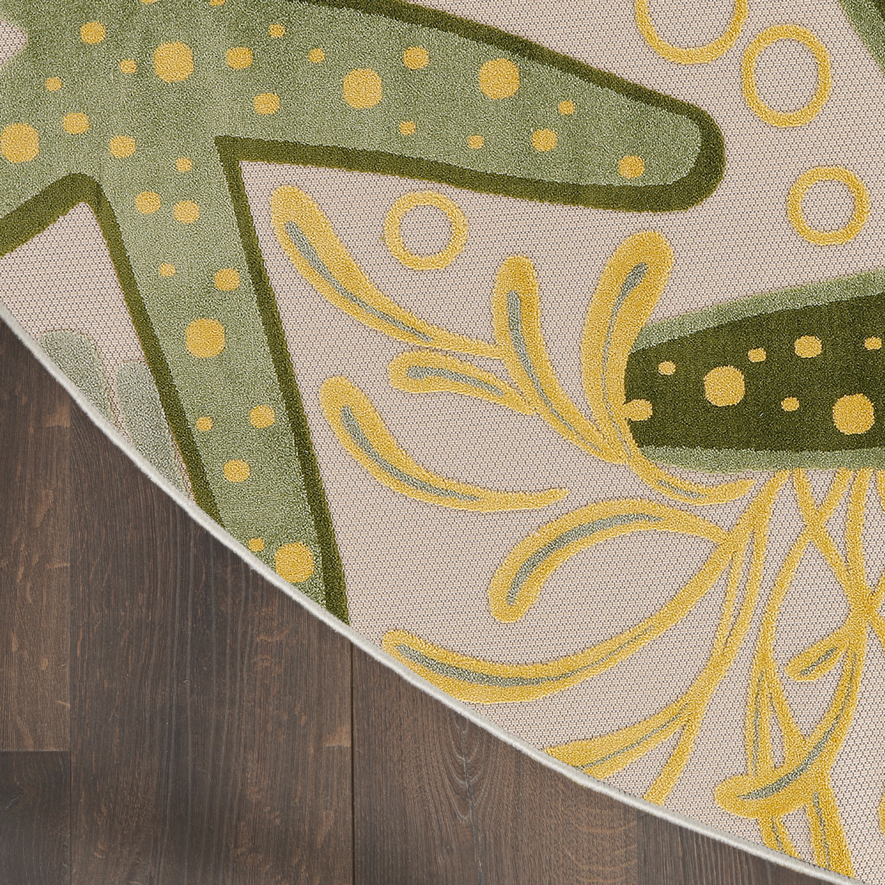 Nourison Aloha Indoor/Outdoor Green Yellow 7'10" x Round Area Rug (8 Round)