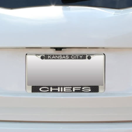 Kansas City Chiefs Small Over Large Carbon Fiber License Plate Frame with Matte Letters - No (Best 6 Letter License Plates)
