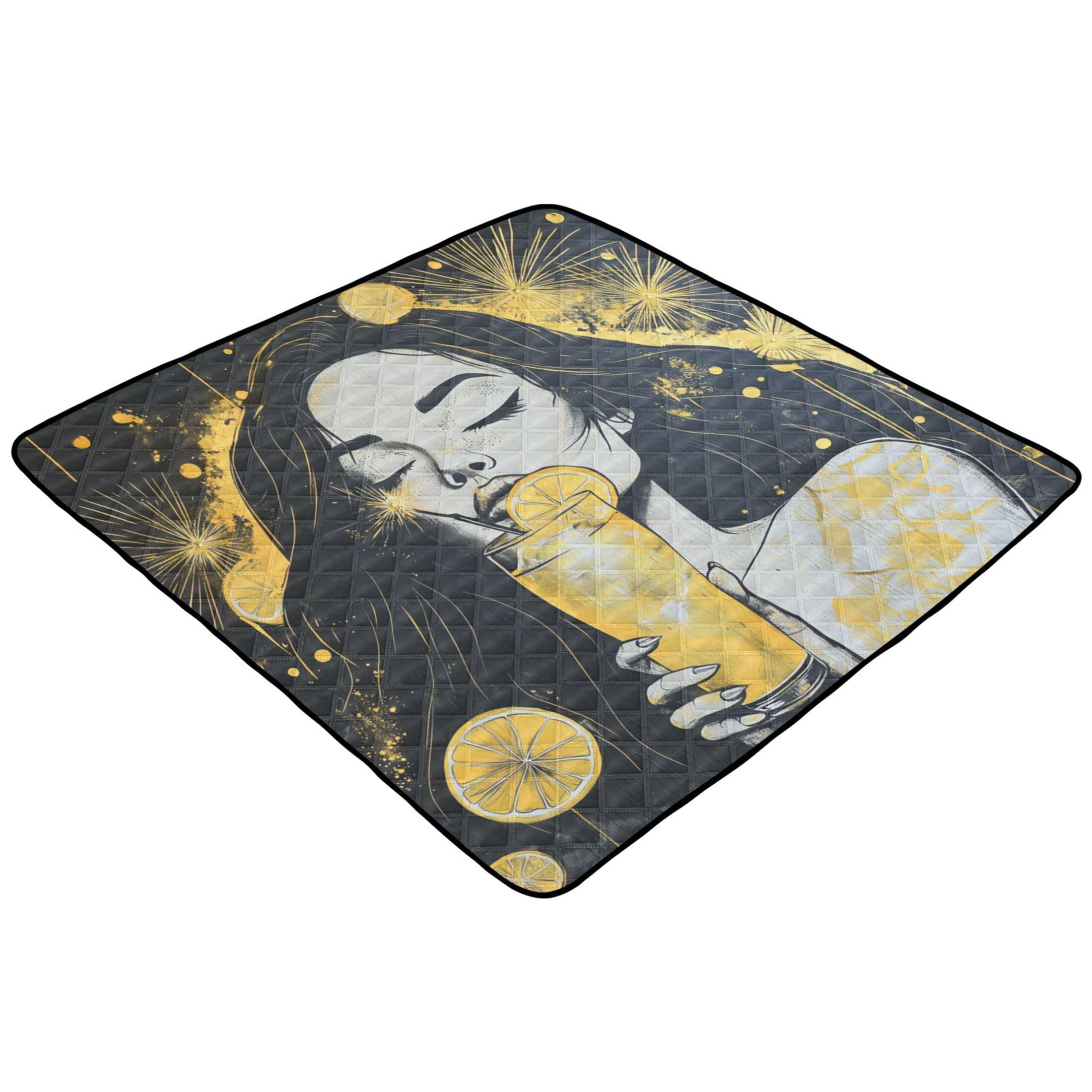 WOBOGO Blackhair Lass Baby Playmats Extra Large Waterproof Rollable Activity Pads for Toddlers 50×50inch