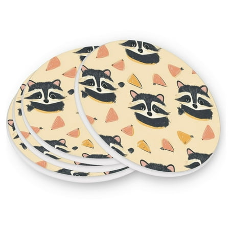 

Round Coasters Modern Style Ceramic Coaster Waterproof and Durable Drink Coaster Coasters set of 4 Customizable Coasters 1pc Cute Raccoon