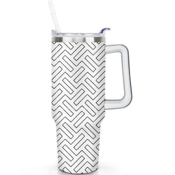 Fashion 40oz Tumblers Vacuum Insulated Handle Flip Straw Lid Travel 40 oz Fashion Tumbler Lids Straws Leak Proof Stainless Steel Travel Must Have Mug Gifts for Men Women
