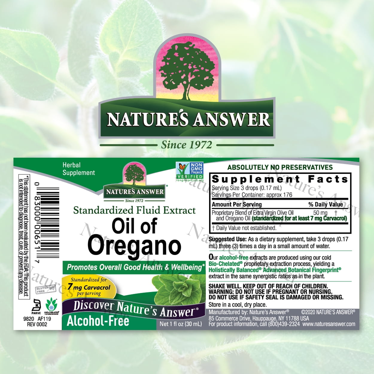 Oil of Oregano 1oz Alcohol Free