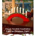 thumbnail image 3 of Lewondr Christmas Swedish Candelabra, 7 Taper Flameless Candles with USB Powered, Wooden Christmas Window Candle Bridge Light with Pine for Xmas Decoration Wedding, Red, 3 of 8