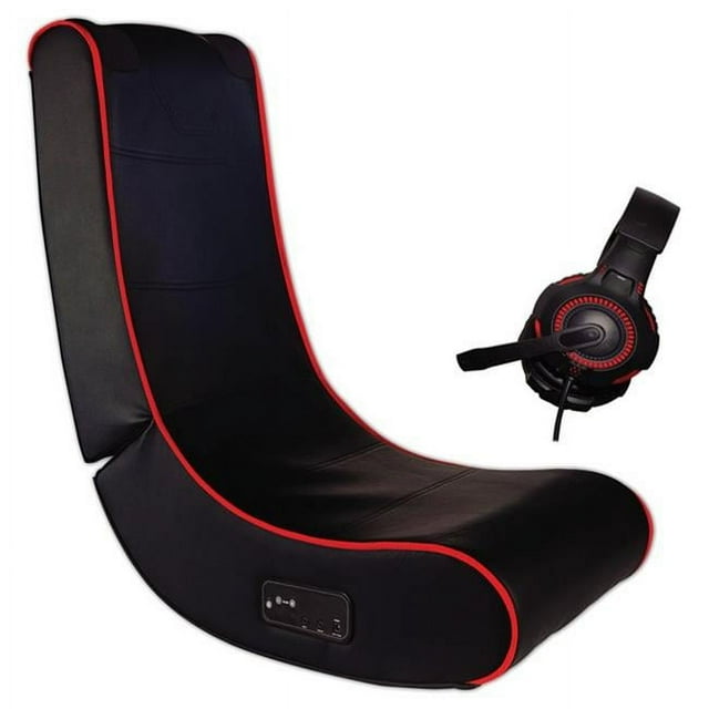 Sylvania SCH205-HP Chaise de Jeu Rocker avec Haut-Parleurs Intégrés avec Bluetooth & Casque de Jeu & 44; Noir & Rouge
