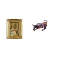 thumbnail image 1 of Tnarru Resin Photo Frame Card Display Holder Poster Glass Front Picture Frame with Modern Bull Figurines Artwork Colorful Sculpture Collection for Desktop Tabletop Wall Display Bedroom Office, 1 of 8