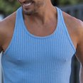 thumbnail image 2 of HUGFEGWE Training Vest Elastic Versatile Anti-Pilling Pure Color Ribbed Bodybuilding Vest Sportwear Light Blue 3XL CJB91-52685, 2 of 3