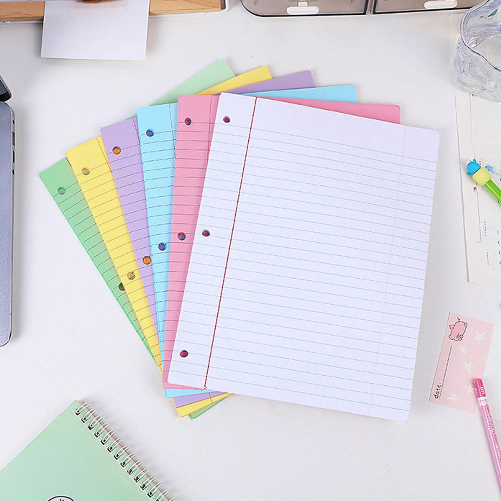 HCTSHG Colored Loose Paper 8" X 11" College Ruled Lined 3 Hole Punched Notebook Filler Paper for 3-Ring Binders Notepad Writing Note Pads Ideal for Home, Office, Binders,Planning & Journaling