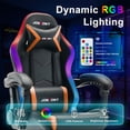 thumbnail image 5 of JONPONY Gaming Chair,Racing Style RGB LED Lights,Ergonomic Video Game Chair with Footrest and Lumbar Support ,High Back Reclining Computer Chair for Adults (Black/Orange), 5 of 9