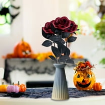 Uxgjfwu Gothic Artificial Flowers, Dark Red and Black Roses 6pcs Set, Silk Flowers for Halloween Decoration, Home Decor Bouquet, Party Centerpiece Accent